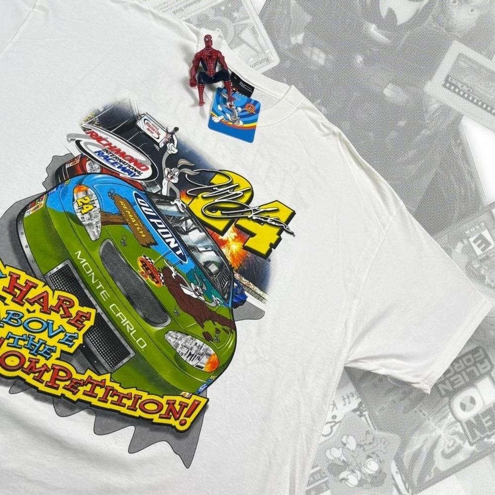 Vintage Jeff Gordon 24 Looney Tunes Bugs Bunny NASCAR Racing Shirt White XL NWT